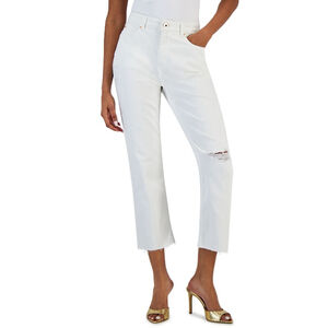 I.N.C. International Concepts White High-Rise Distressed Cropped Jeans NWT